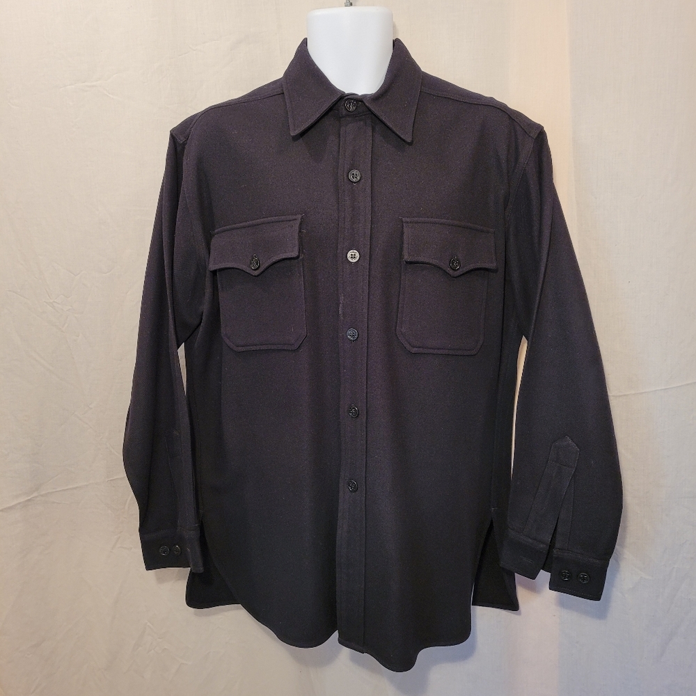 Vintage Black US Navy Wool Button Down Shirt